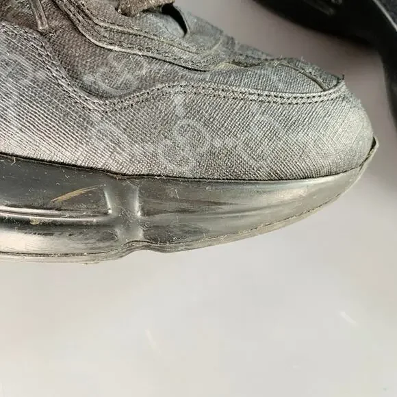 GUCCI Size 10.5 Guccissima Black Grey Monogram Sneakers